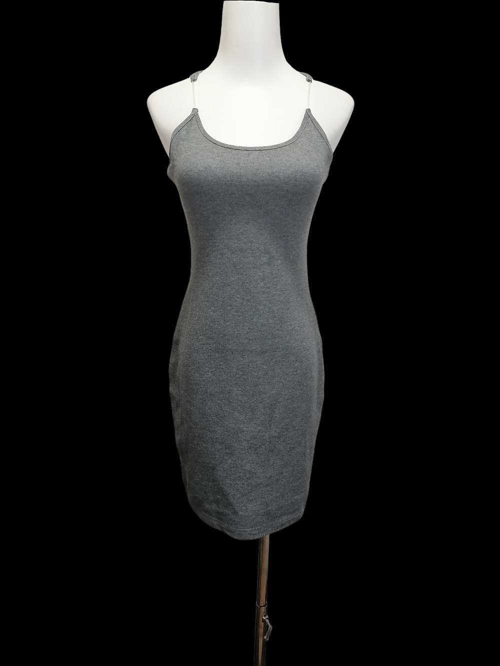 🐨🐨 Sleek Gray Spaghetti Strap Bodycon Dress